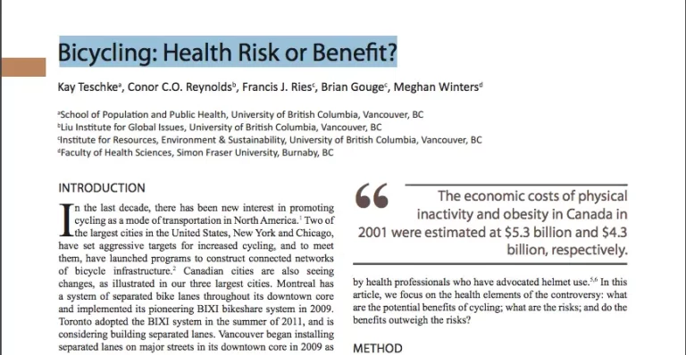 Bicycling: Health Risk or Benefit?