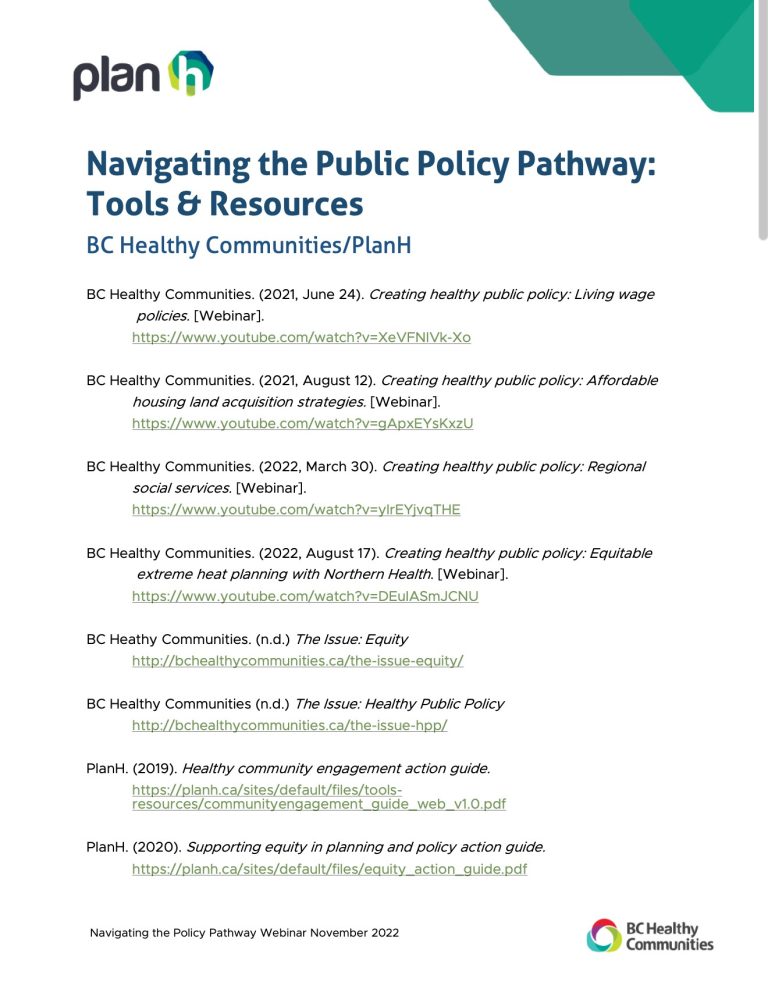 Navigating Public Policy webinar resource sheet