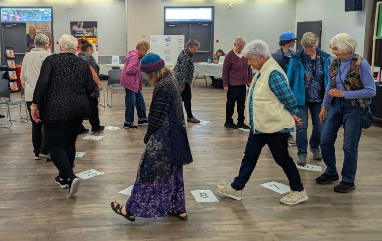 Seniors participate in a cakewalk at the Village of Lumby’s first Seniors Wellness and Food Fair held Oct. 21 at the White Valley Community Centre.