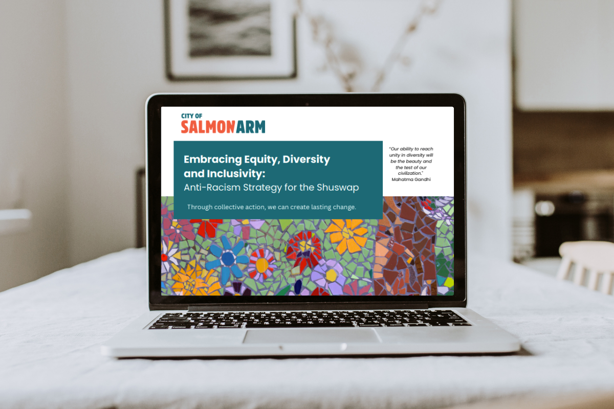 Laptop computer with Salmon Arm PDF on screen